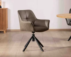 Lot de 2 chaises avec accoudoirs sur pied rotatif 