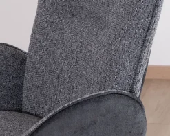 Lot de 2 chaises avec accoudoirs en tissu bi-matière anthracite "Eddy" avec pied métal pivotant