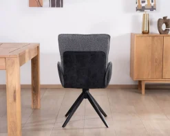 Lot de 2 chaises avec accoudoirs en tissu bi-matière anthracite 