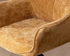 Lot de 2 chaises avec accoudoirs en tissu jaune et pied métal pivotant "Ewing"