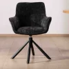 Lot de 2 chaises avec accoudoirs en tissu noir et pied métal pivotant "Ewing"