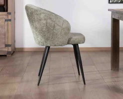 Lot de 2 chaises contemporaines et enveloppantes en tissu bouclé vert "Kandy"