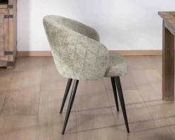 Lot de 2 chaises contemporaines et enveloppantes en tissu bouclé vert "Kandy"