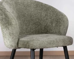 Lot de 2 chaises contemporaines et enveloppantes en tissu bouclé vert 