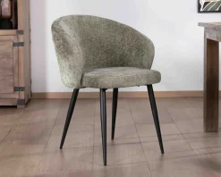 Lot de 2 chaises contemporaines et enveloppantes en tissu bouclé vert 