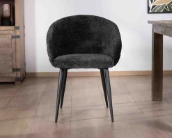 Lot de 2 chaises contemporaines et enveloppantes en tissu noir "Kandy"