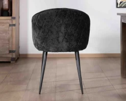 Lot de 2 chaises contemporaines et enveloppantes en tissu noir "Kandy"