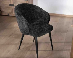 Lot de 2 chaises contemporaines et enveloppantes en tissu noir 