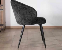Lot de 2 chaises contemporaines et enveloppantes en tissu noir 