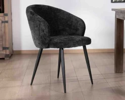 Lot de 2 chaises contemporaines et enveloppantes en tissu noir 
