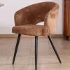 Lot de 2 chaises contemporaines "Sonate" en velours marron et pieds en métal