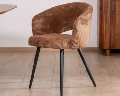 Lot de 2 chaises contemporaines "Sonate" en velours marron et pieds en métal