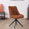 Lot de 2 chaises contemporaines en tissu terracotta "Webber" pied pivotant noir