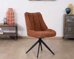 Lot de 2 chaises contemporaines en tissu terracotta "Webber" pied pivotant noir