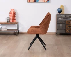 Lot de 2 chaises contemporaines en tissu terracotta "Webber" pied pivotant noir