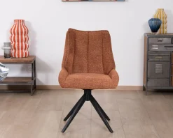 Lot de 2 chaises contemporaines en tissu terracotta 