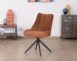 Lot de 2 chaises contemporaines en tissu terracotta 