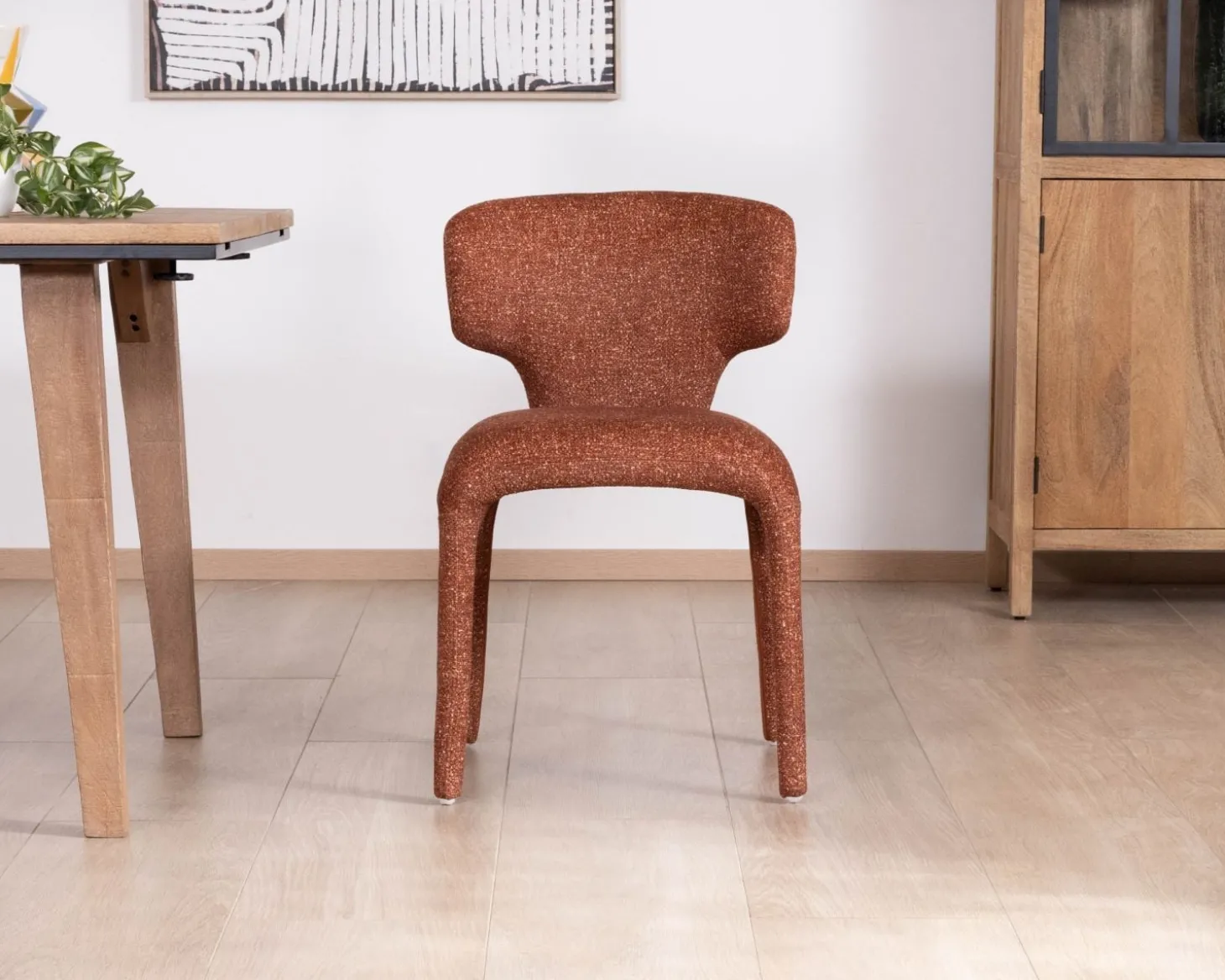 Lot de 2 chaises contemporaines avec habillage intégral en tissu terracotta “Milano”