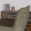 Lot de 2 chaises de bar bi-matière vert et pieds en métal noir "Lokka" effet cuir vieilli esprit rétro
