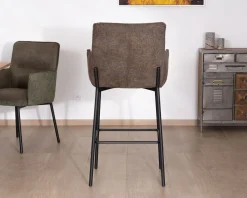 Lot de 2 chaises de bar bi-matière cognac et marron 