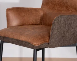 Lot de 2 chaises de bar bi-matière cognac et marron 