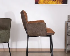 Lot de 2 chaises de bar bi-matière cognac et marron 