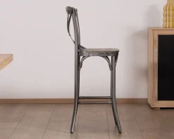 Lot de 2 chaises de bar gris foncé "Snack Indus" métal et bois