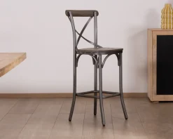 Lot de 2 chaises de bar gris foncé 