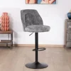 Lot de 2 chaises de bar hauteur réglable en velours gris et pied métal noir "Zoung"