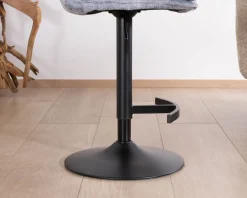 Lot de 2 chaises de bar matelassées réglables en hauteur "Topley" tissu gris bleuté
