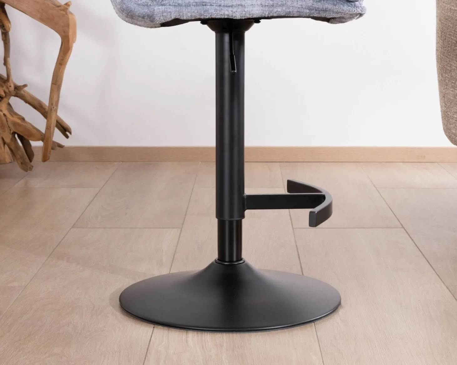 Lot de 2 chaises de bar matelassées réglables en hauteur "Topley" tissu gris bleuté