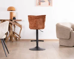 Lot de 2 chaises de bar matelassées réglables en hauteur "Topley" coloris terracotta