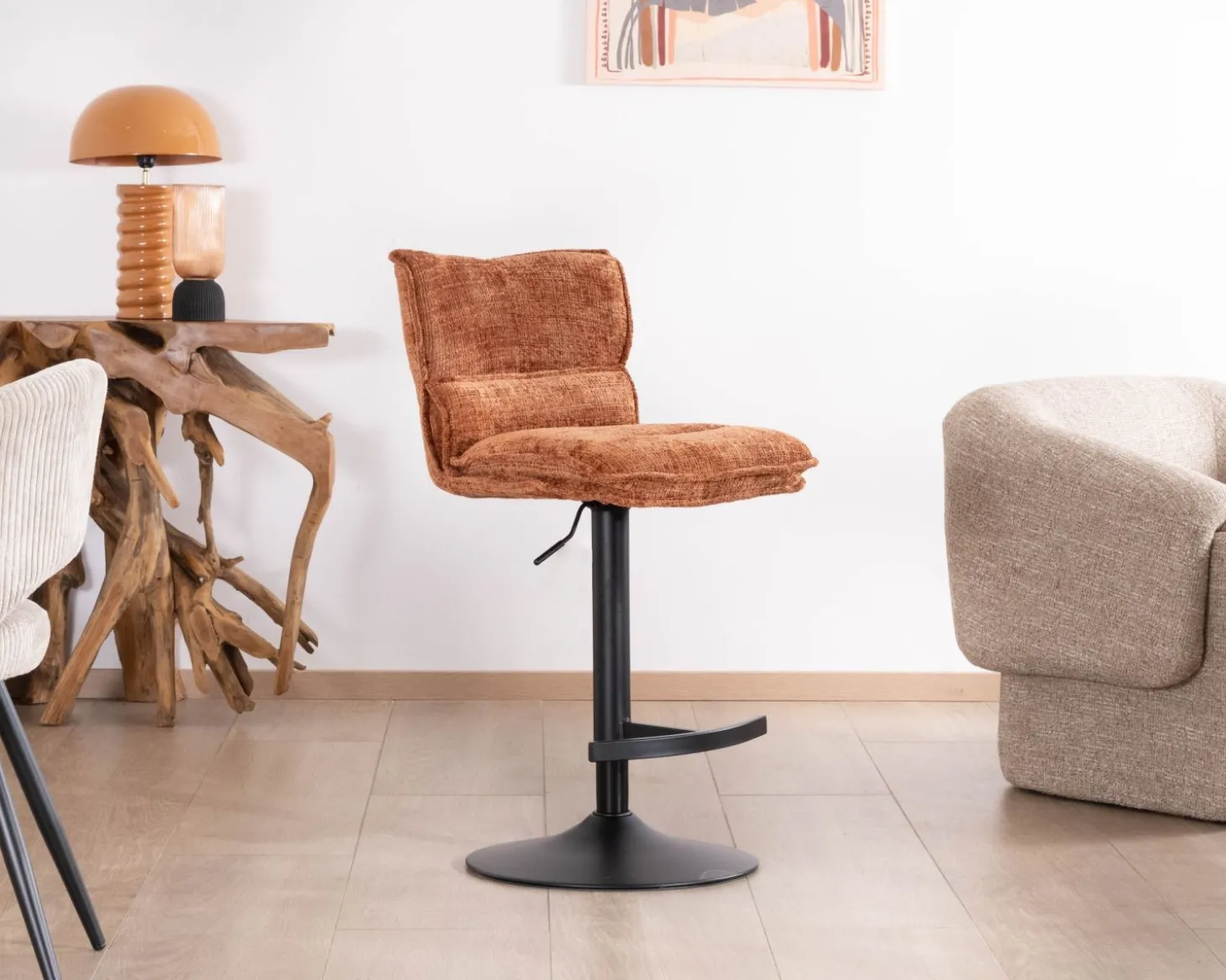 Lot de 2 chaises de bar matelassées réglables en hauteur "Topley" coloris terracotta