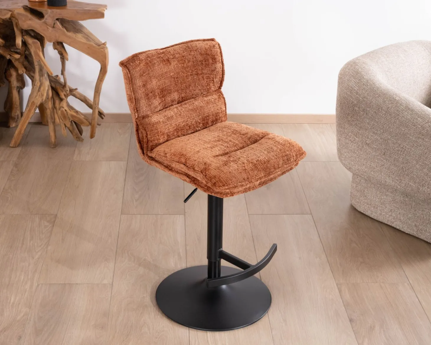 Lot de 2 chaises de bar matelassées réglables en hauteur "Topley" coloris terracotta