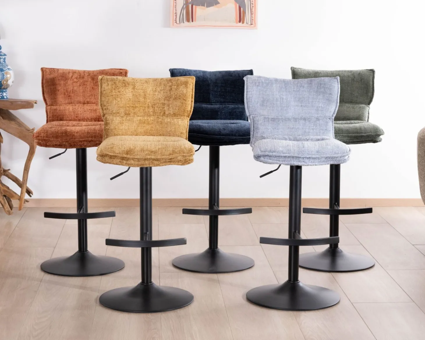 Lot de 2 chaises de bar matelassées réglables en hauteur "Topley" coloris terracotta