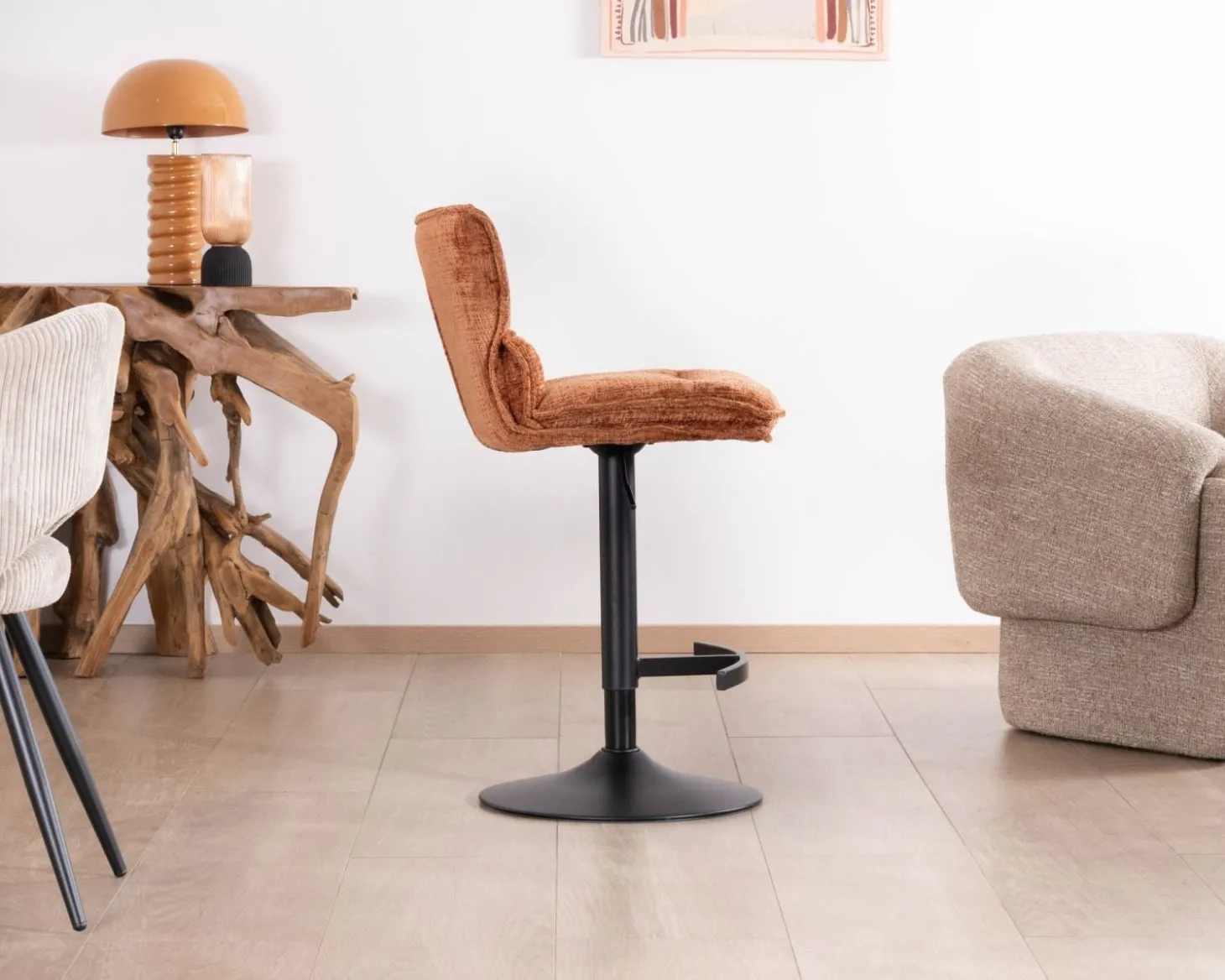 Lot de 2 chaises de bar matelassées réglables en hauteur "Topley" coloris terracotta