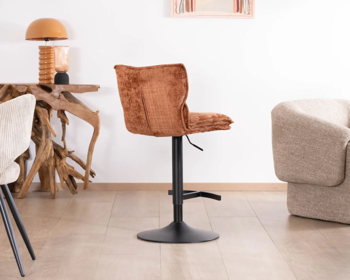 Lot de 2 chaises de bar matelassées réglables en hauteur "Topley" coloris terracotta