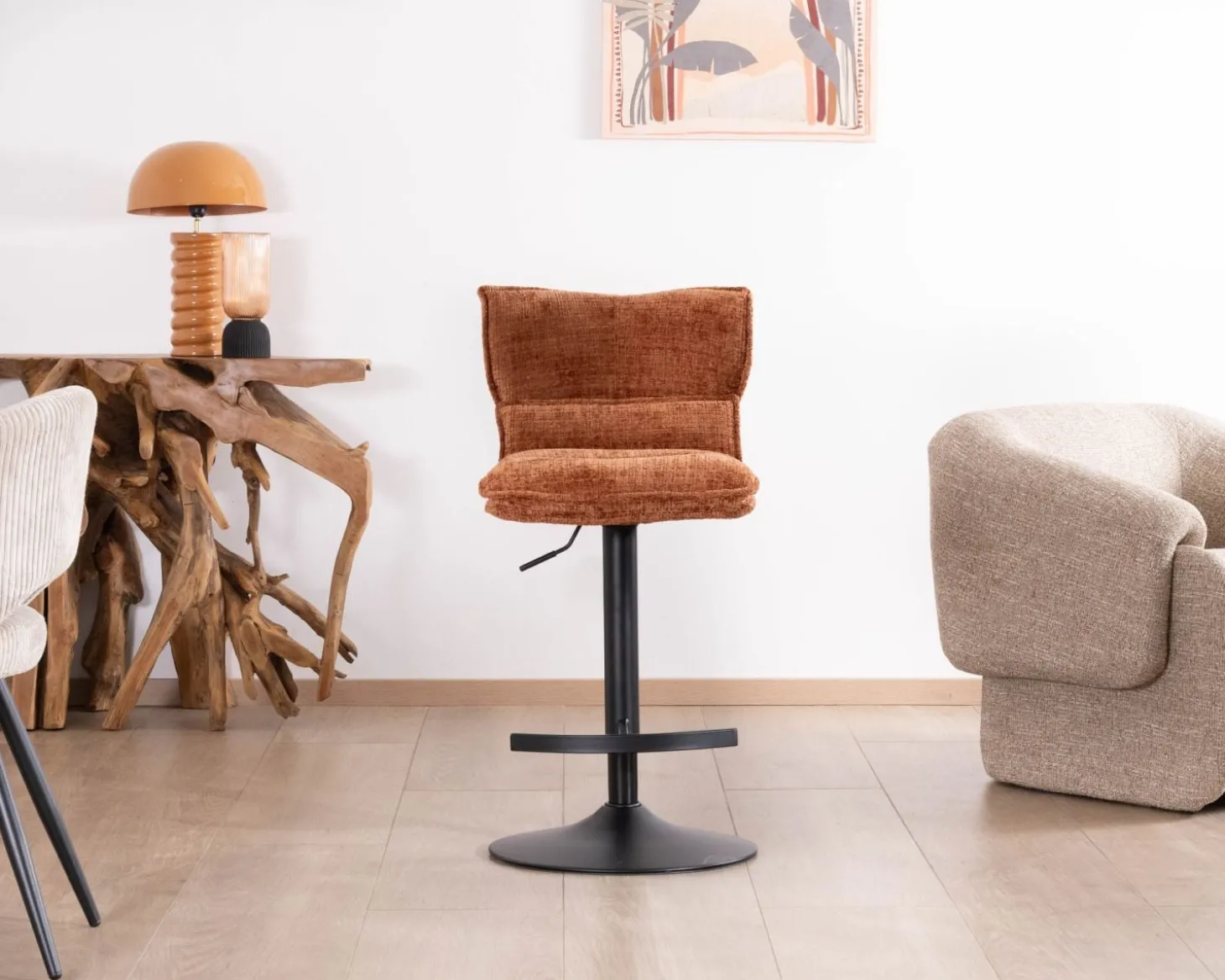 Lot de 2 chaises de bar matelassées réglables en hauteur "Topley" coloris terracotta