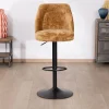 Lot de 2 chaises de bar pivotantes et réglables en velours ocre "Zoung" et pied en métal noir