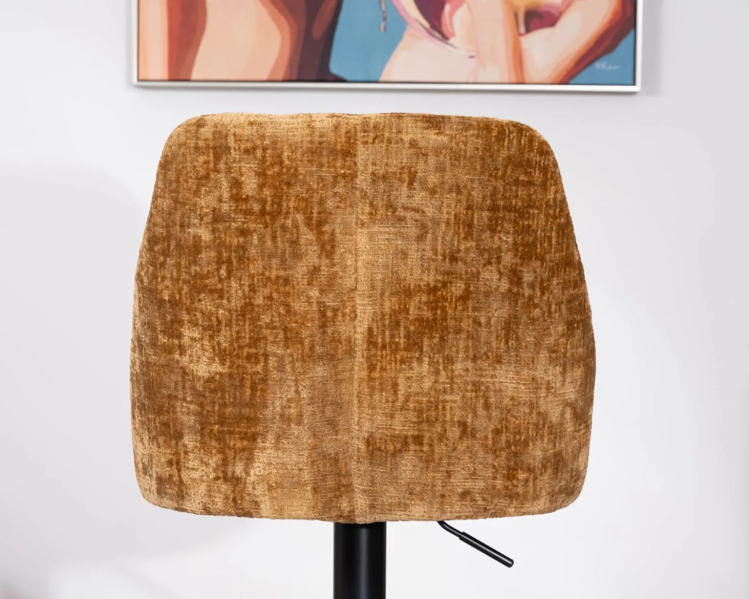 Lot de 2 chaises de bar pivotantes et réglables en velours ocre "Zoung" et pied en métal noir
