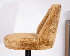 Lot de 2 chaises de bar pivotantes et réglables en velours ocre
