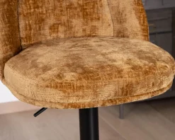 Lot de 2 chaises de bar pivotantes et réglables en velours ocre