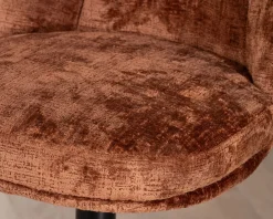 Lot de 2 chaises de bar pivotantes en velours ras terracotta avec dossier haut