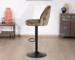 Lot de 2 chaises de bar réglables en hauteur "Zoung" en velours moka