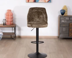 Lot de 2 chaises de bar réglables en hauteur "Zoung" en velours moka
