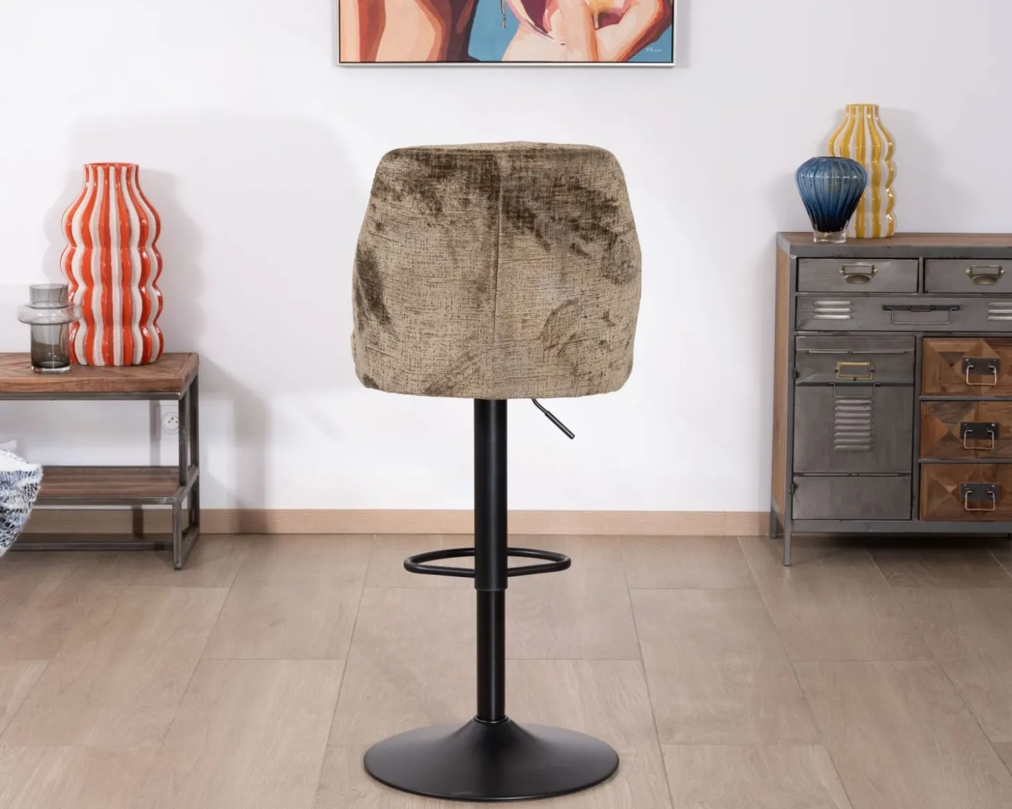 Lot de 2 chaises de bar réglables en hauteur "Zoung" en velours moka