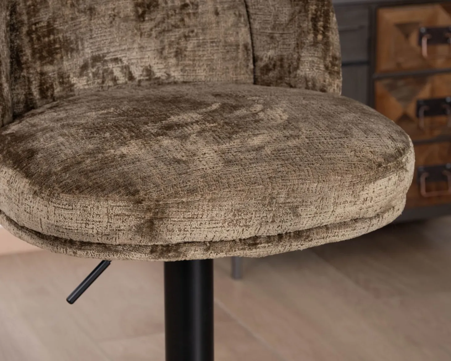 Lot de 2 chaises de bar réglables en hauteur "Zoung" en velours moka