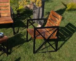 Lot de 2 chaises de jardin en bois et métal 