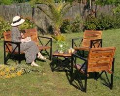 Lot de 2 chaises de jardin en bois et métal 