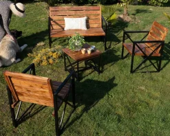 Lot de 2 chaises de jardin en bois et métal 